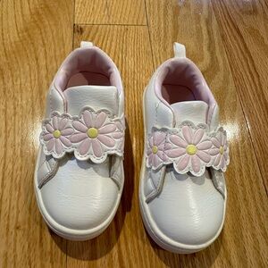 Carters white slip on shoes with pink flowers